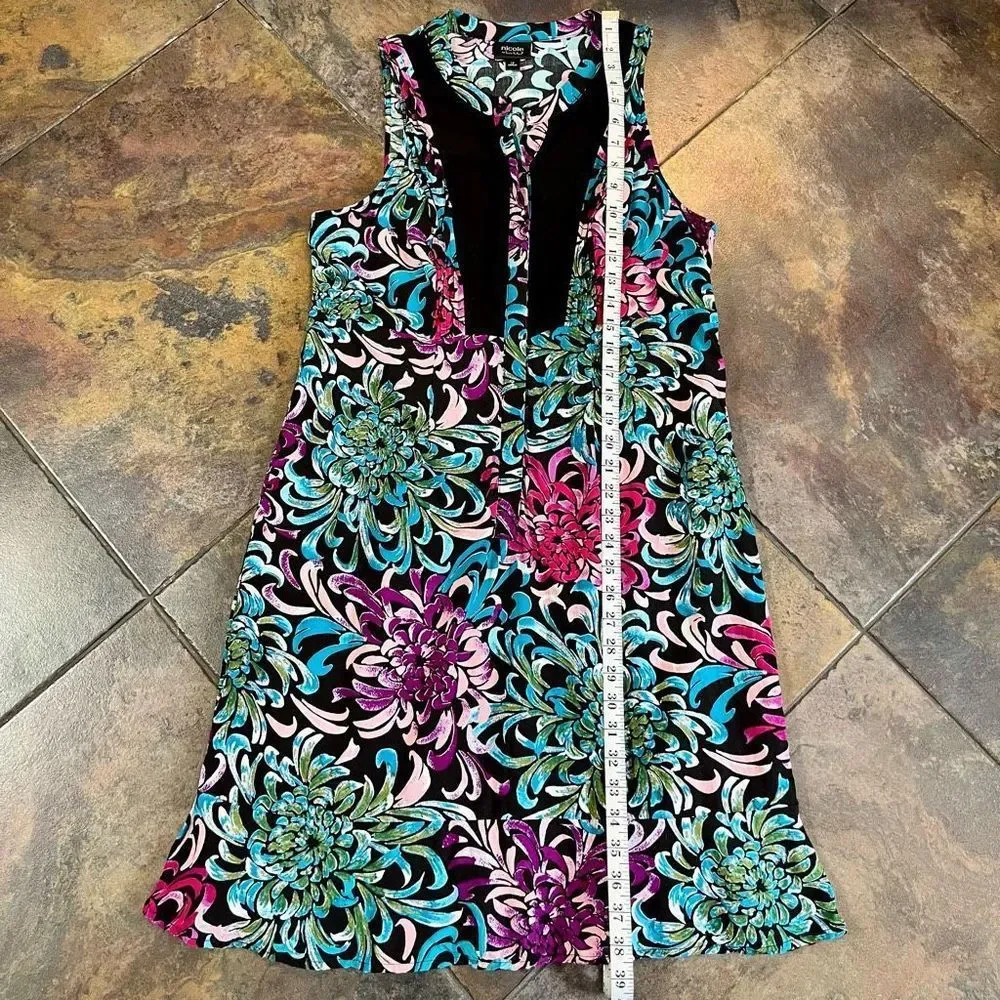 Nicole by Nicole Miller MIDI Floral Sleeveless Dress Buttons Halfway Size 16 - Picture 7 of 9